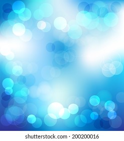 Blue elegant abstract vector background with bokeh lights