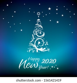 Blue elegant card Happy New Year