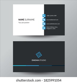 Blue elegant corporate business card design template