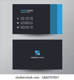 Blue elegant corporate business card design template	