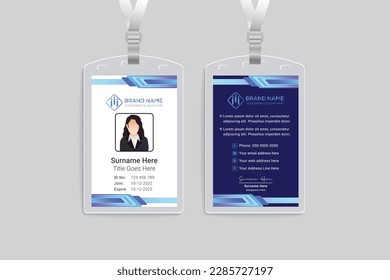 Blue elegant corporate id card design