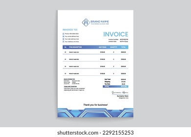 Blue elegant corporate invoice design