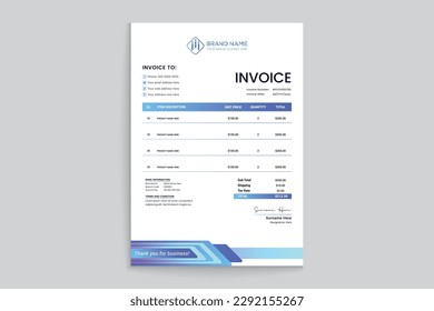 Blue elegant corporate invoice design