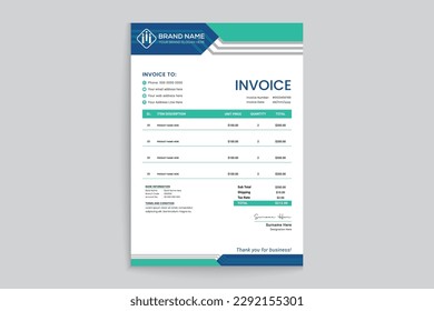 Blue elegant corporate invoice design