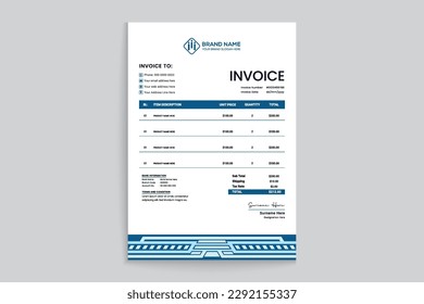 Blue elegant corporate invoice design