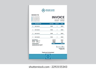 Blue elegant corporate invoice design