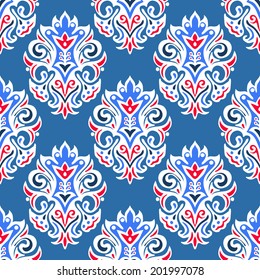 Blue elegant seamless vector luxury damask floral design