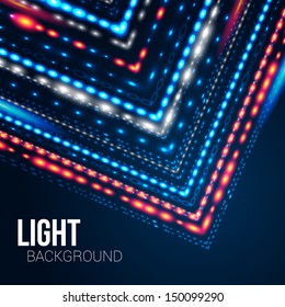 Blue elegant template for your design. Geometric background with stylized shiny arrow. Vector image. 