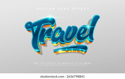 Blue Elegant Travel Editable Vector Text Effect. Elegant Modern Theme 