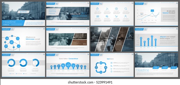Blue elements for infographics on a white background. Presentation templates. Use in presentation, flyer, corporate report, marketing, advertising, annual report - Shutterstock ID 523991491