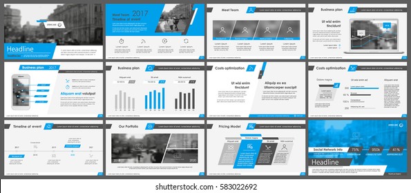 Blue Elements For Infographics On A White Background. Presentation Templates. Use In Presentation, Flyer, Corporate Report, Marketing, Advertising, Annual Report