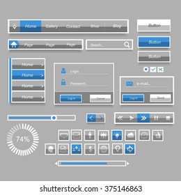 Blue elements of website design interface