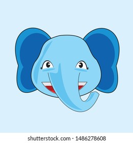blue elephant face in a blue background