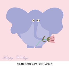 Blue elephant with a flower wishes