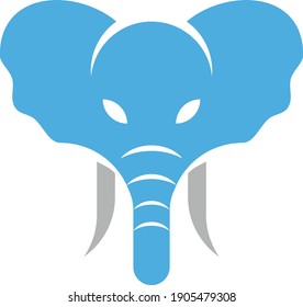 
blue elephant head logo in simple and modern style, vector
