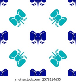 Blue Elephant icon isolated seamless pattern on white background.  Vector