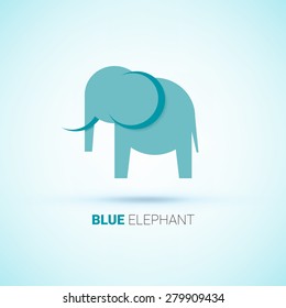Blue elephant logo. Vector illustration