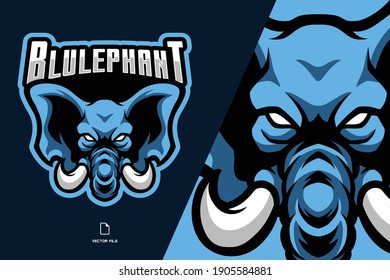 blue elephant mascot logo illustration for game team