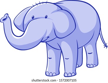 Blue elephant on white background illustration
