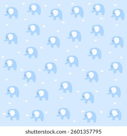 a blue elephant pattern with hearts on it
