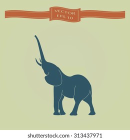 Blue elephant silhouette. Vector