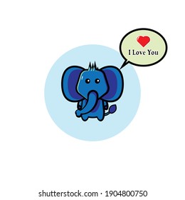 Blue elephant vector design says I love you