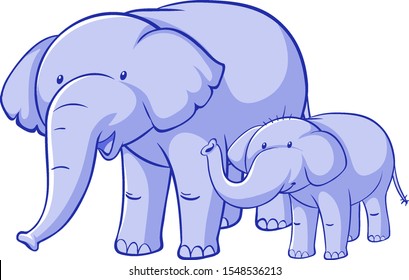 elefantes azules en ilustración de fondo blanco