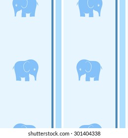Blue elephants in vector. Childish background. Seamless pattern can be used for wallpapers, pattern fills, web page backgrounds, surface textures.