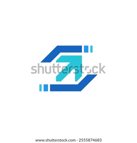 Blue Elevating Arrow with S Letter Road Path Logo Design Vector