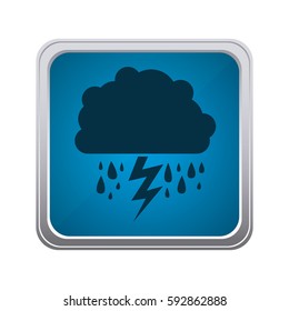 blue emblem cloud rainning and ray icon, vector illustraction design