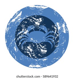 blue emblem crab icon, vector illustraction design image