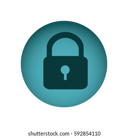 blue emblem lock icon, vector illustraction design image