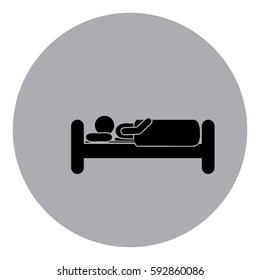 blue emblem sticker bed and person sleeping, vector illustraction design image