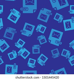 Blue EML file document. Download eml button icon isolated seamless pattern on blue background. EML file symbol.  Vector Illustration