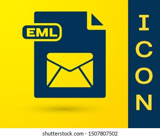 Blue EML file document. Download eml button icon isolated on yellow background. EML file symbol.  Vector Illustration