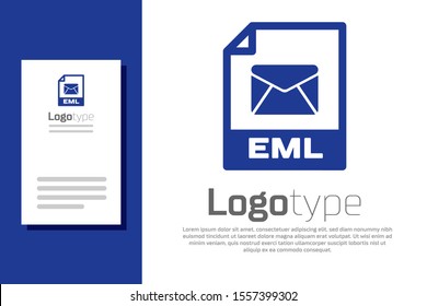 Blue EML file document. Download eml button icon isolated on white background. EML file symbol. Logo design template element. Vector Illustration