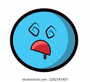 blue emoticon that looks dizzy and intoxicated