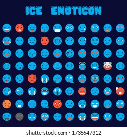 vector emoticono azul con muchas expresiones