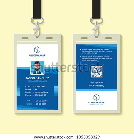 blue employee id card design template のベクター画像素材
