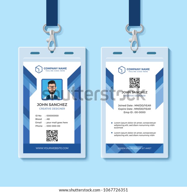 青の従業員idカードテンプレート のベクター画像素材 ロイヤリティフリー
