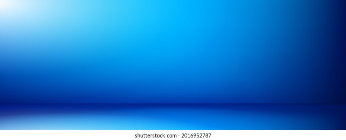 Blue empty background. Empty room with blue gradient background. Blue empty Studio room for product placement or as a design template.