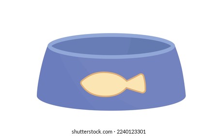 Blaue leere Schüssel für Katze, Kätzchen, Kätzchen. Blaue Schüssel. Flat, Cartoon. Einzige Vektorgrafik eps10