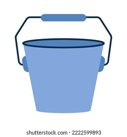 Blue empty bucket with a handle. Vector illustration.