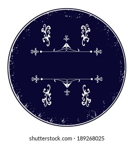 Blue empty calligraphic, grunge stamp, vector illustration