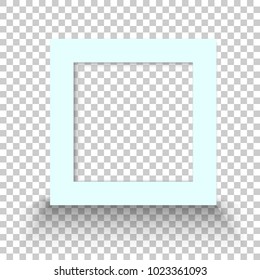 Blue empty paper frame isolated on transparent background. Vector iilustration with realistic shaow. High quality. Template for web, app, promotion flyers, banners, posters, pictures.