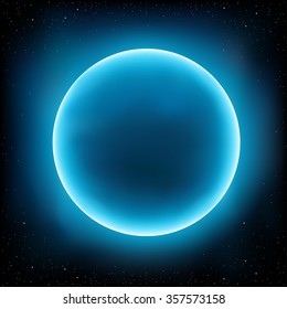 Blue empty planet design concept. Stars and space on background