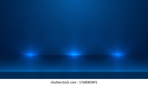 Blue empty room studio used for background and display of content design. banner for advertise product on website. vector Illustration design.