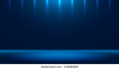 Estudio de habitación azul vacío utilizado para el fondo y la visualización del diseño del contenido. banner para anunciar el producto en el sitio web. diseño de ilustración vectorial.