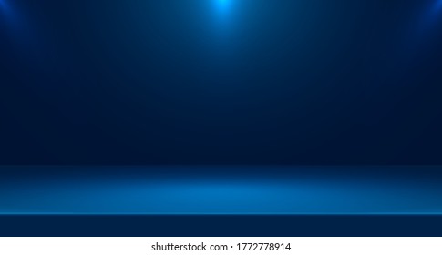 Blue empty room studio used for background and display of content design. banner for advertise product on website. vector Illustration design.