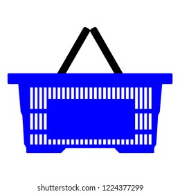 Blue empty shopping basket isolated on white background. Vector illustration